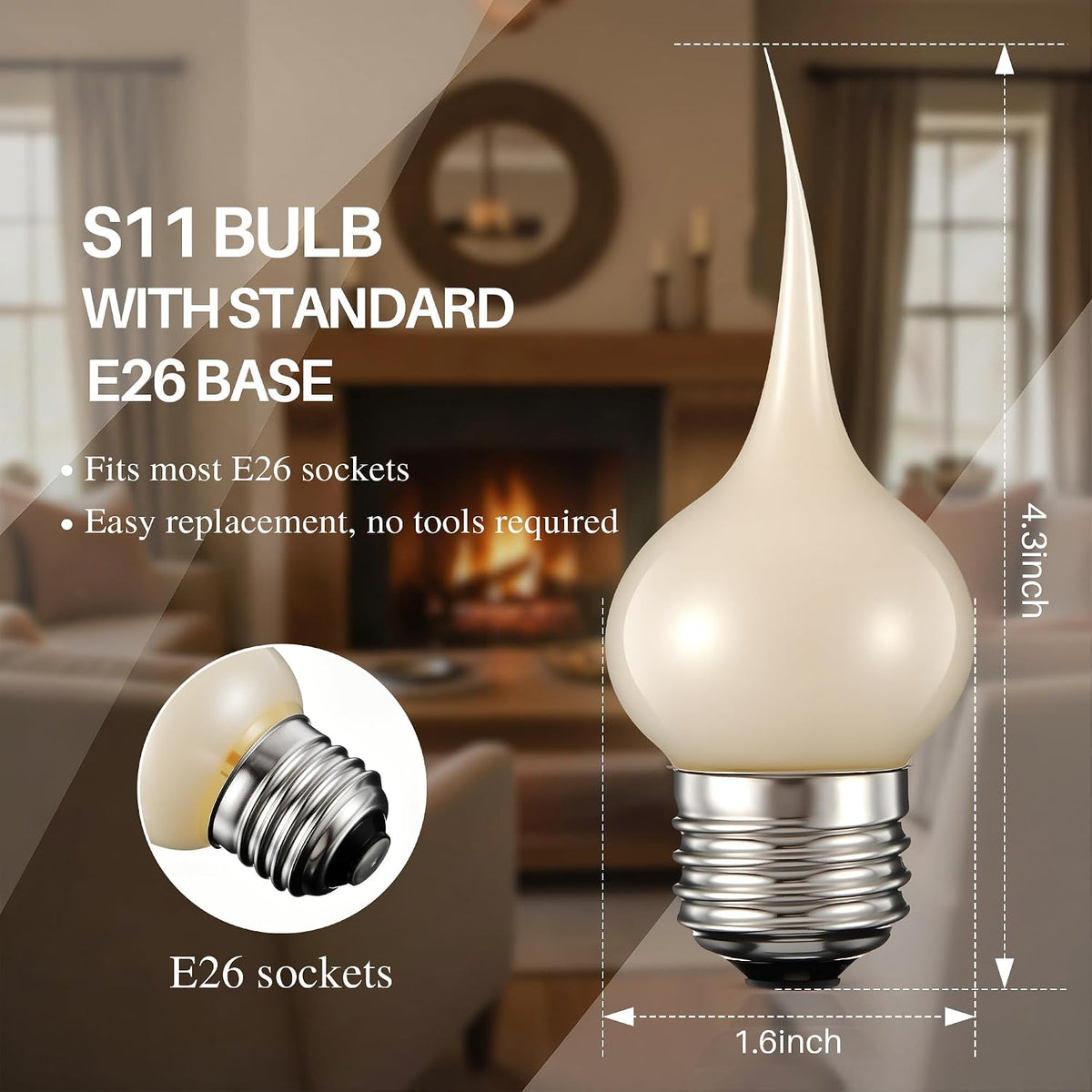 10 Pcs S11 Silicone Dipped Candle Light Bulbs,Pearl Finish Exterior