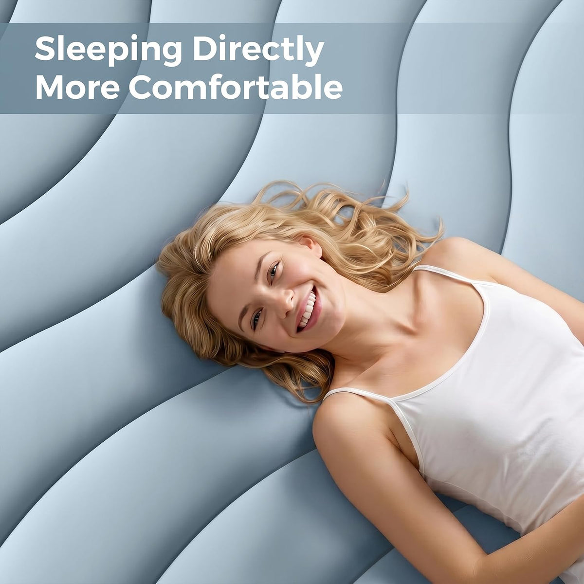 Cooling Mattress Pad King Size for Hot Sleepers Pillow Top Cover | Dusty Blue 78x80 Inches Ultra Soft Mattress