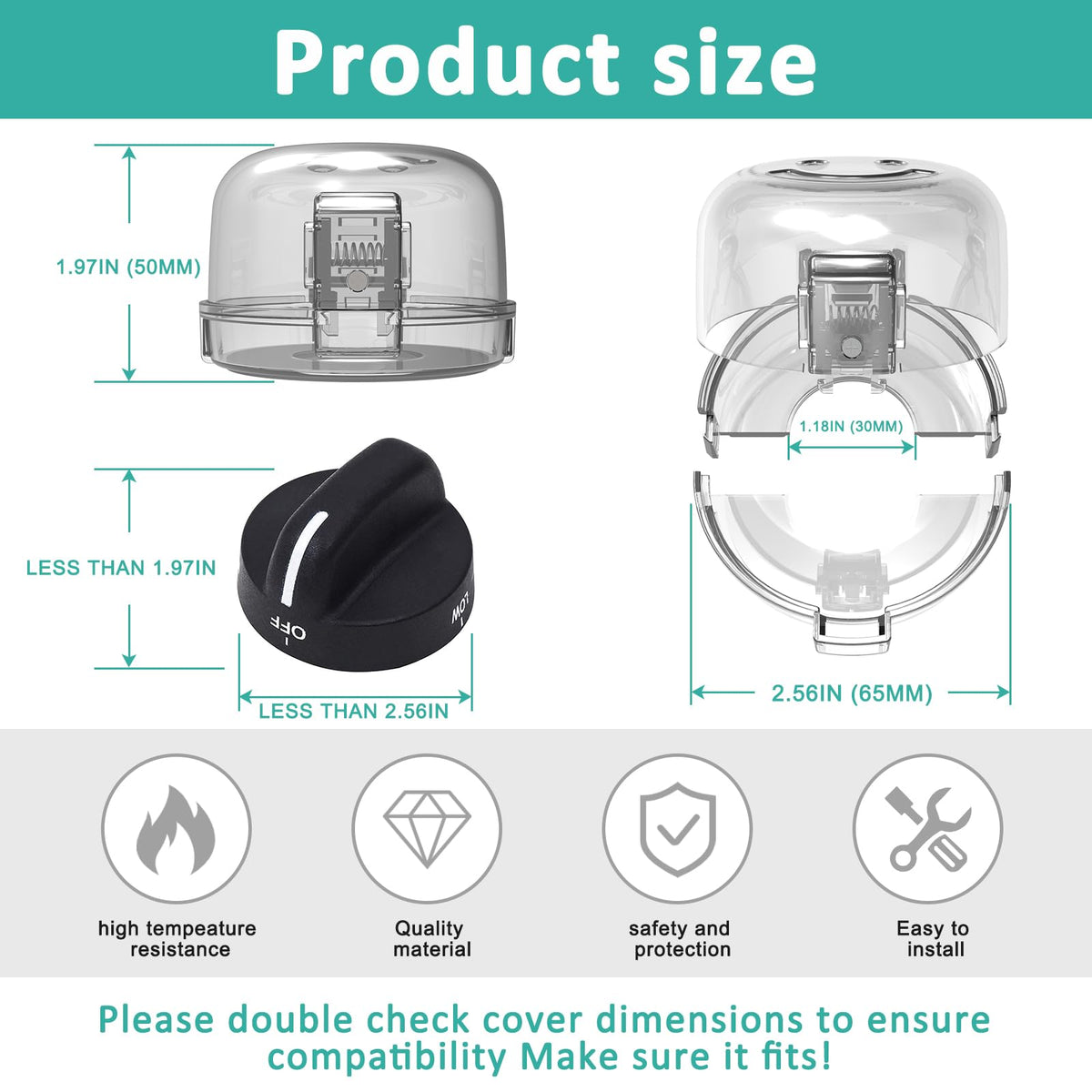 Stove Knob Covers for Child Safety 5 Packs Upgraded Double-Key Design Universal Size Baby Safety Gas Oven Knob Covers