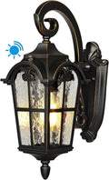 Dusk to Dawn Outdoor Wall Light, Waterproof Exterior Light Fixture, Black Roman 17.7" H Wall Mount Sconce Porch Lights
