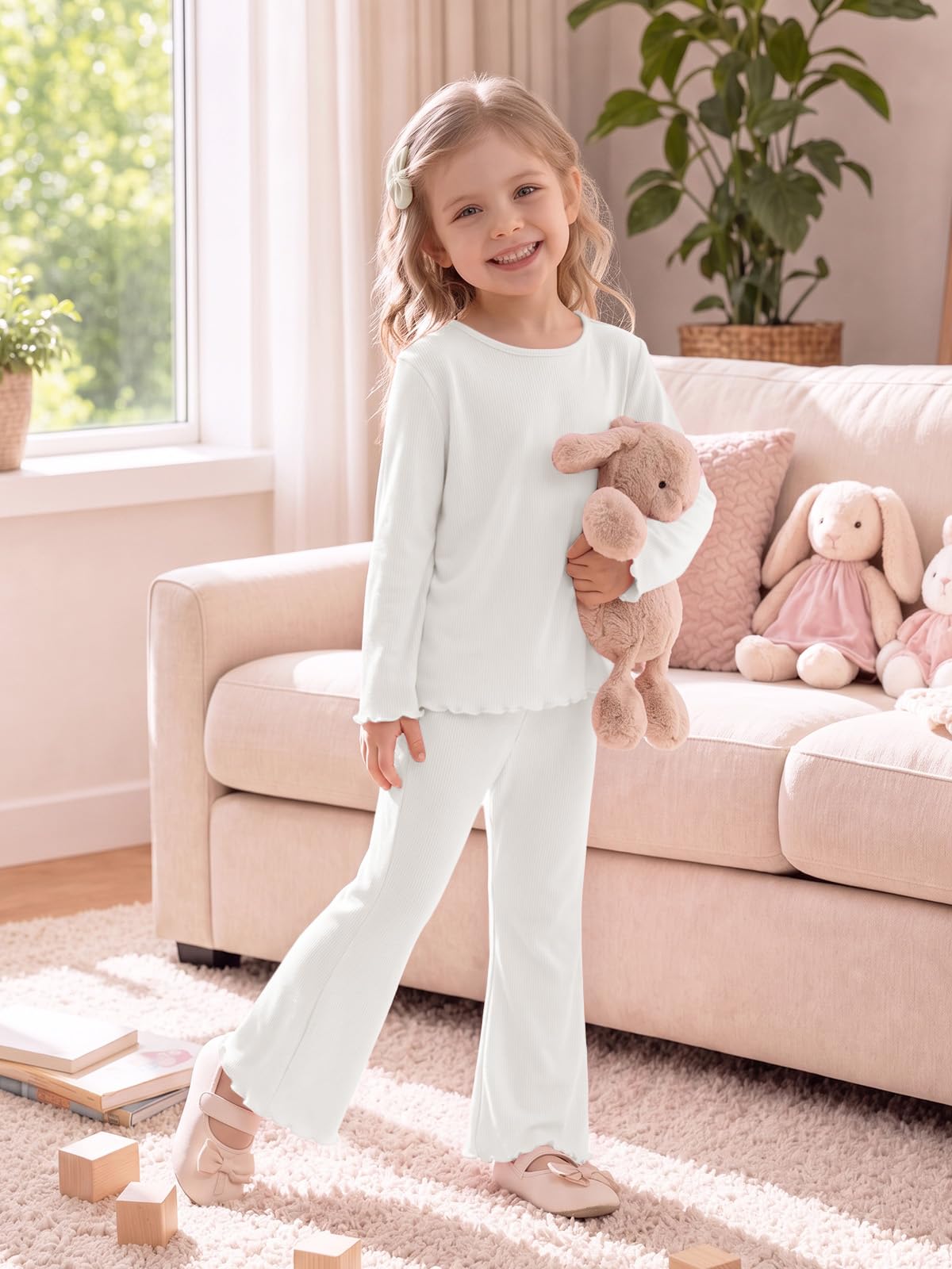 Toddler Baby Girl Long Sleeve Shirts and Flare Pants Set