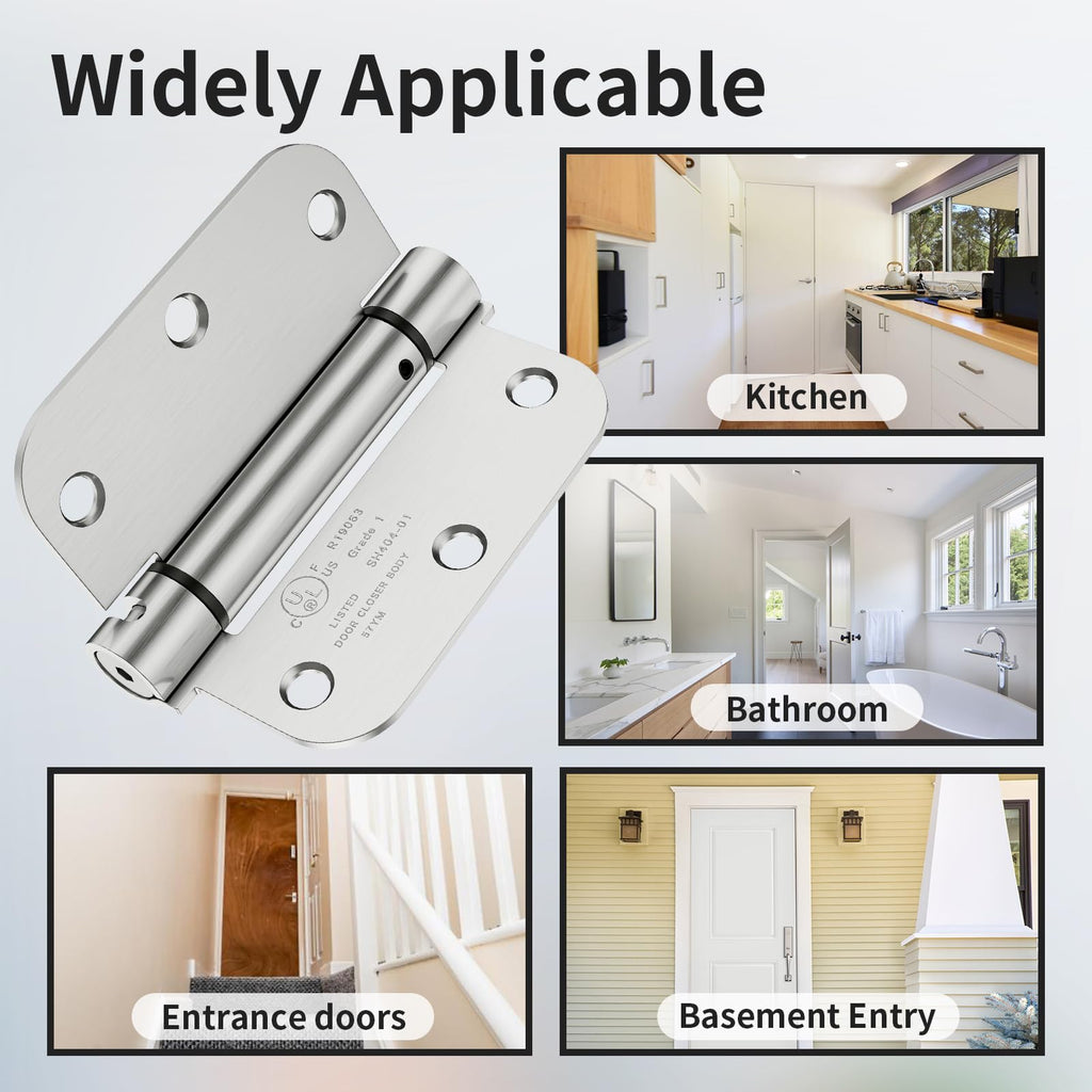 3 Pack Self Closing Door Hinges 3.5 Inch, Auto Closing Door Hinge