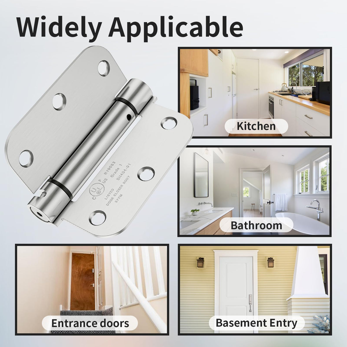 3 Pack Self Closing Door Hinges 3.5 Inch, Auto Closing Door Hinge