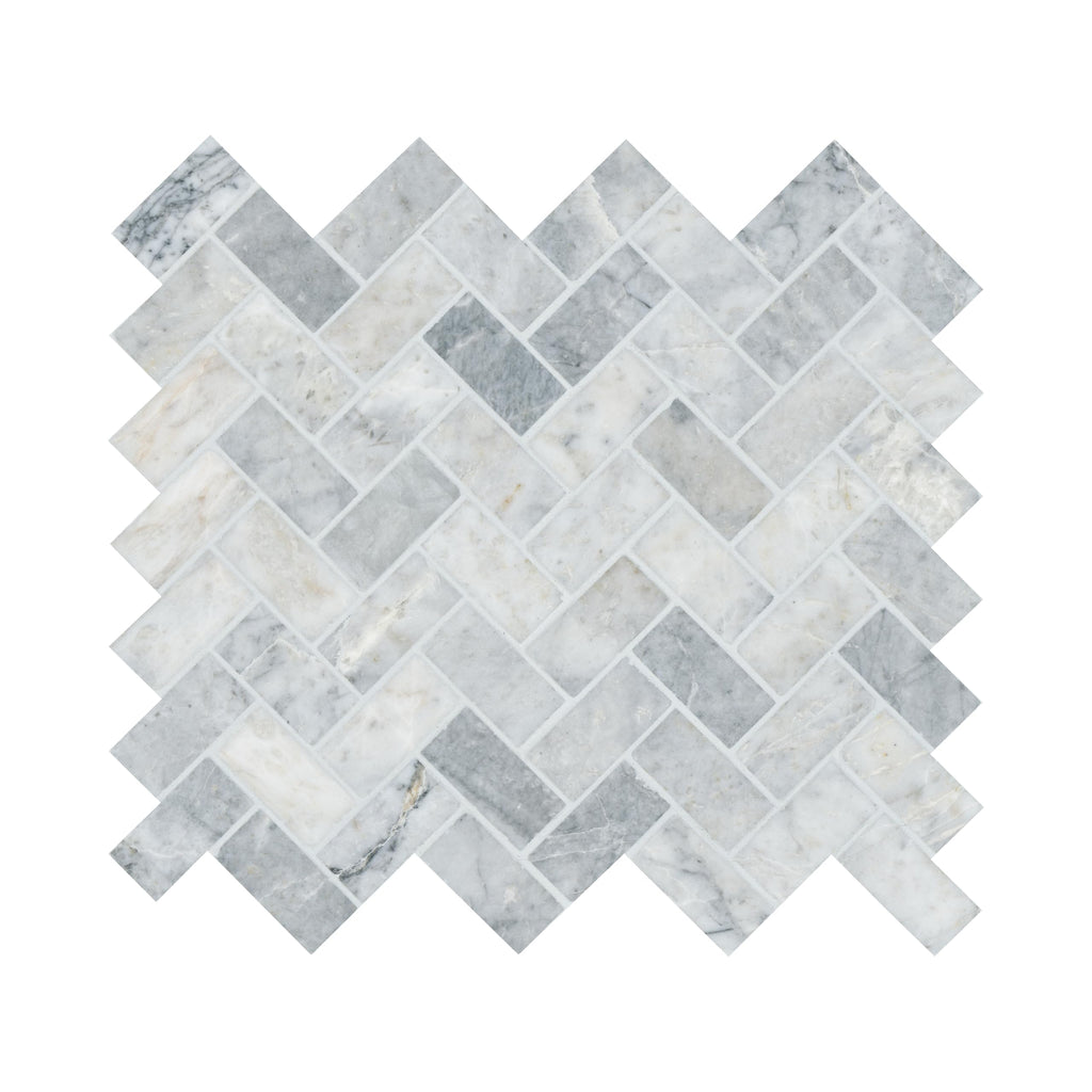 Mesh Mounted Marble Floor & Wall Tile| Capri Blue | 1" x 2"