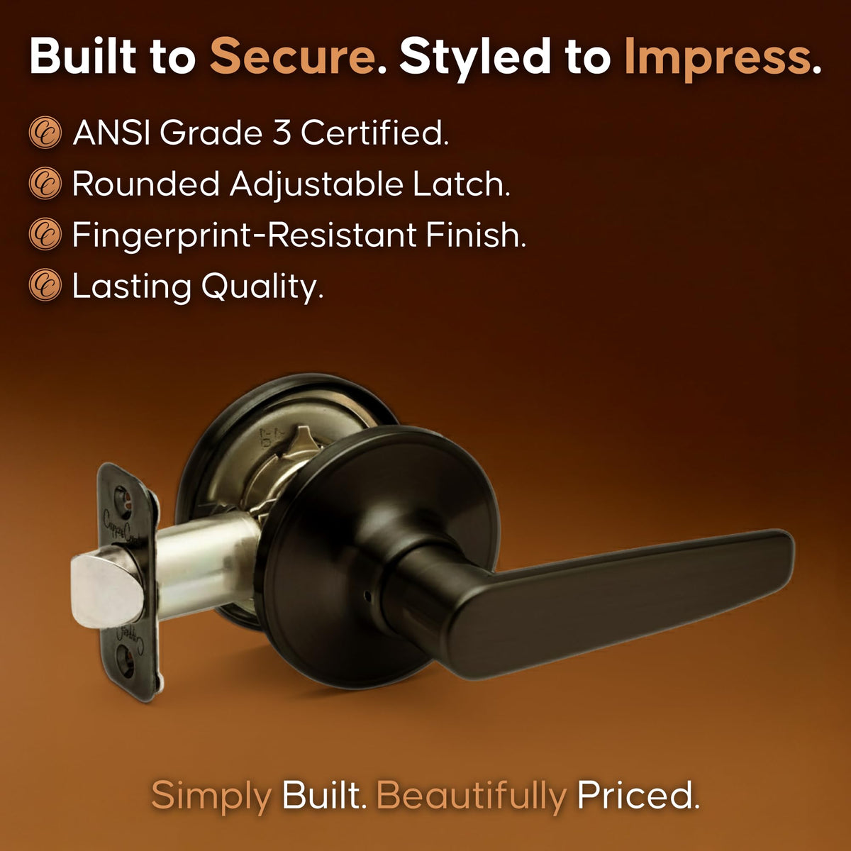 Creek Daley Passage Door Lever Handle Set - Modern Reversible Non-Locking Design, Easy Install for Interior Hallway &