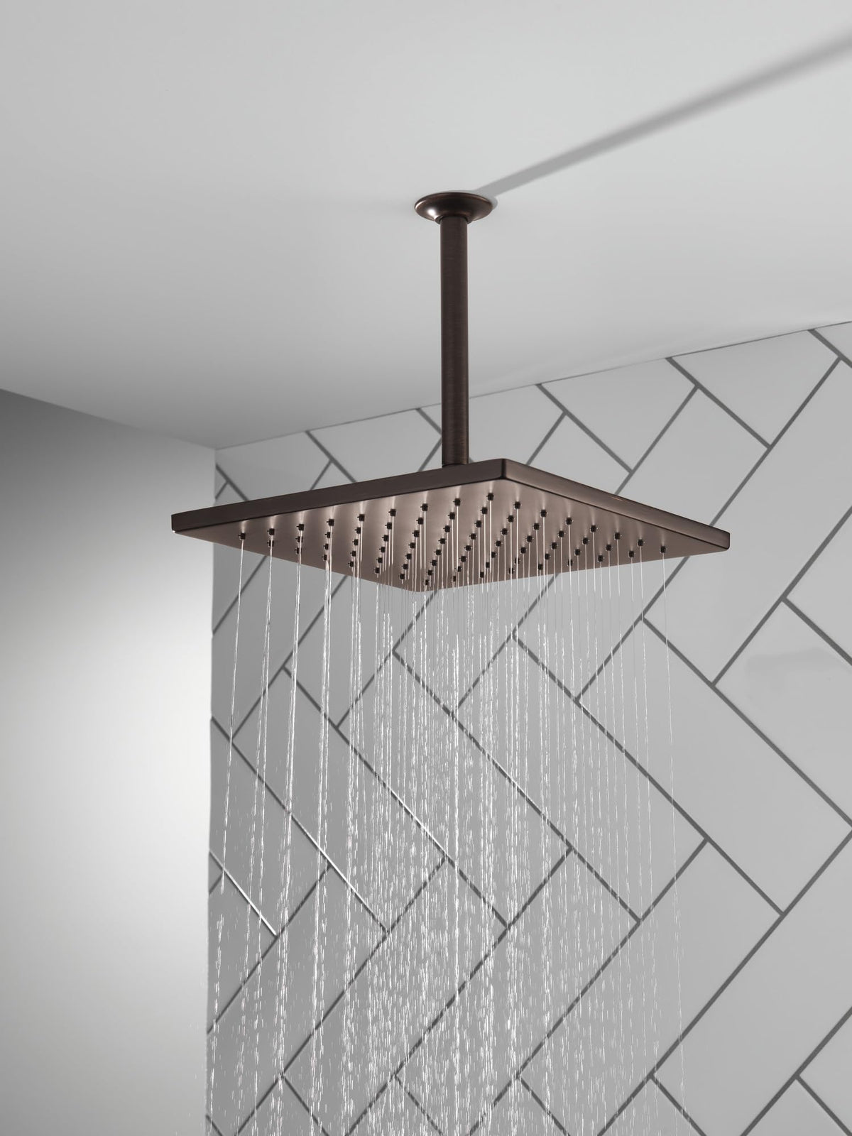 Oil Rubbed Bronze Square Rain Shower Head, 12 Inch Metal Large Shower Head Rainfall, Overhead Rain Showerhead, 1.75