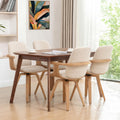 Dining Chairs Set of 4, Mid Century Modern Dining Room Chairs, Upholstered Faux Leather Kitchen Chairs with Wooden