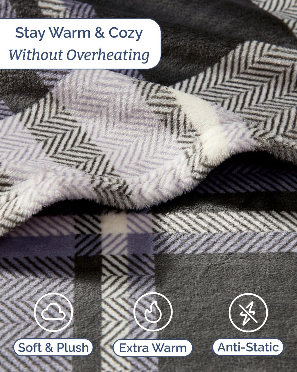 Fleece Sheets Set - 4-Piece Flannel Sheet Set - Grey Tartan