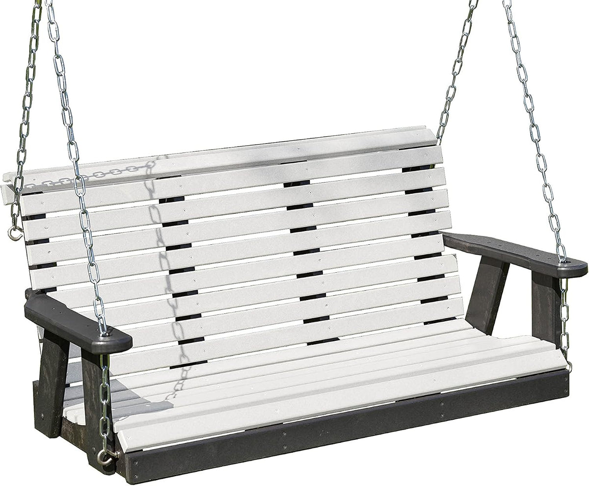 Poly Lumber Wood 5FT Porch Swing Amish Craftsmandship Made in USA HDPE with No wood fibers and 1000 lbs Limit.