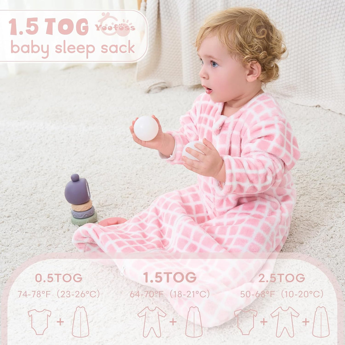 Baby Sleep Sack TOG 1.5 Long Sleeve Way Zipper