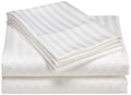 1200 Thread Count 100% Egyptian Cotton Superior Wrinkle Resistant 4PC Stripe Bed Sheet Set (Queen, White)
