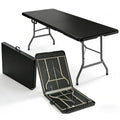 6FT Folding Table, Black Portable HDPE Utility Table with Carry Handle