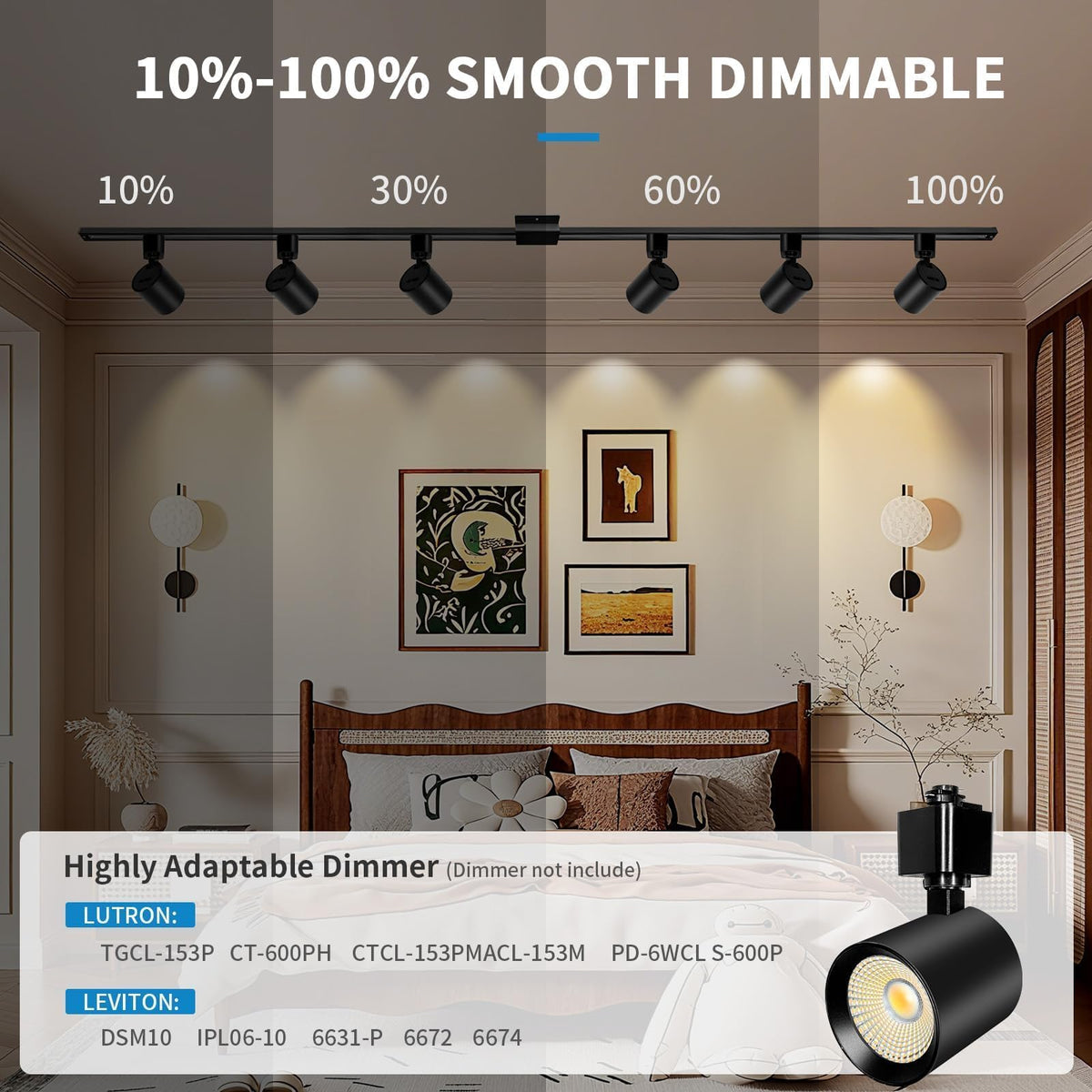 LED Track Lighting Kit with H Type Track Lighting Rail, Dimmable Track Lights with Floating Canopy, Ceiling