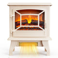 20" H Electric Fireplace Stove Space Heater, 1400W Portable Freestanding with Thermostat, Realistic Flame Logs