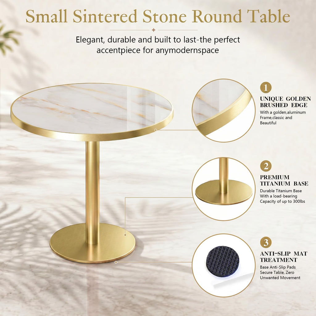Inspired Saarinen Style 31.5" Tulip Table, Small Round Dining Table, Marble Bistro Table