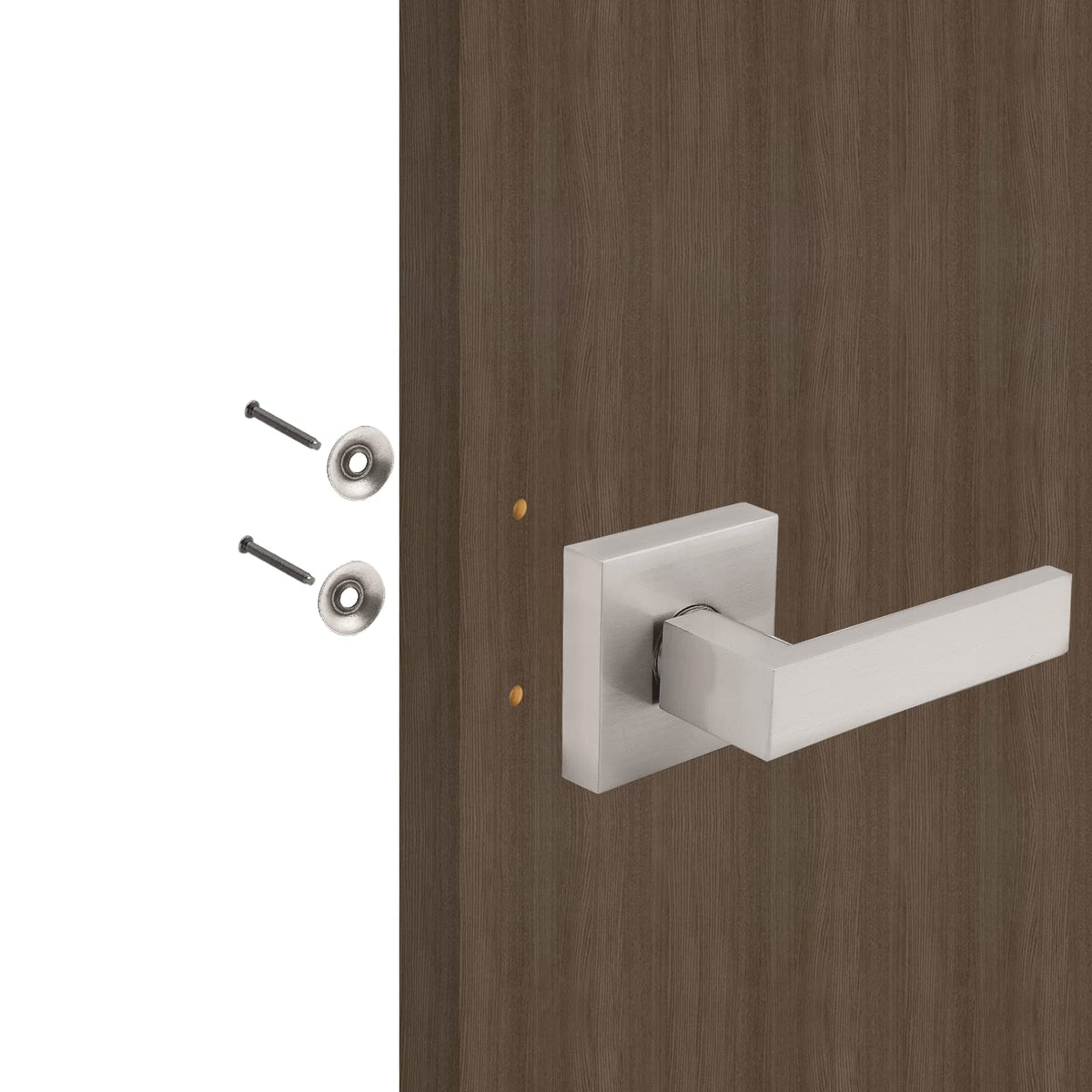 1 Pack Dummy Door Handles in Brushed Nickel, Non-Turning Interior Door Levers, Heavy Duty Single Side Pull Handles