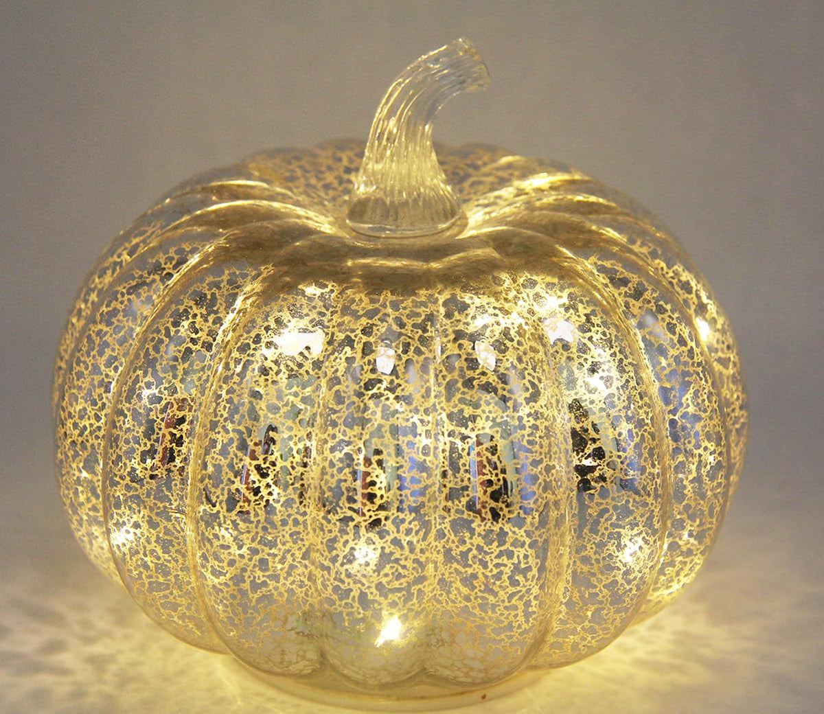 Decorations, Mercury Glass Pumpkin Lights with Timer(Silver)