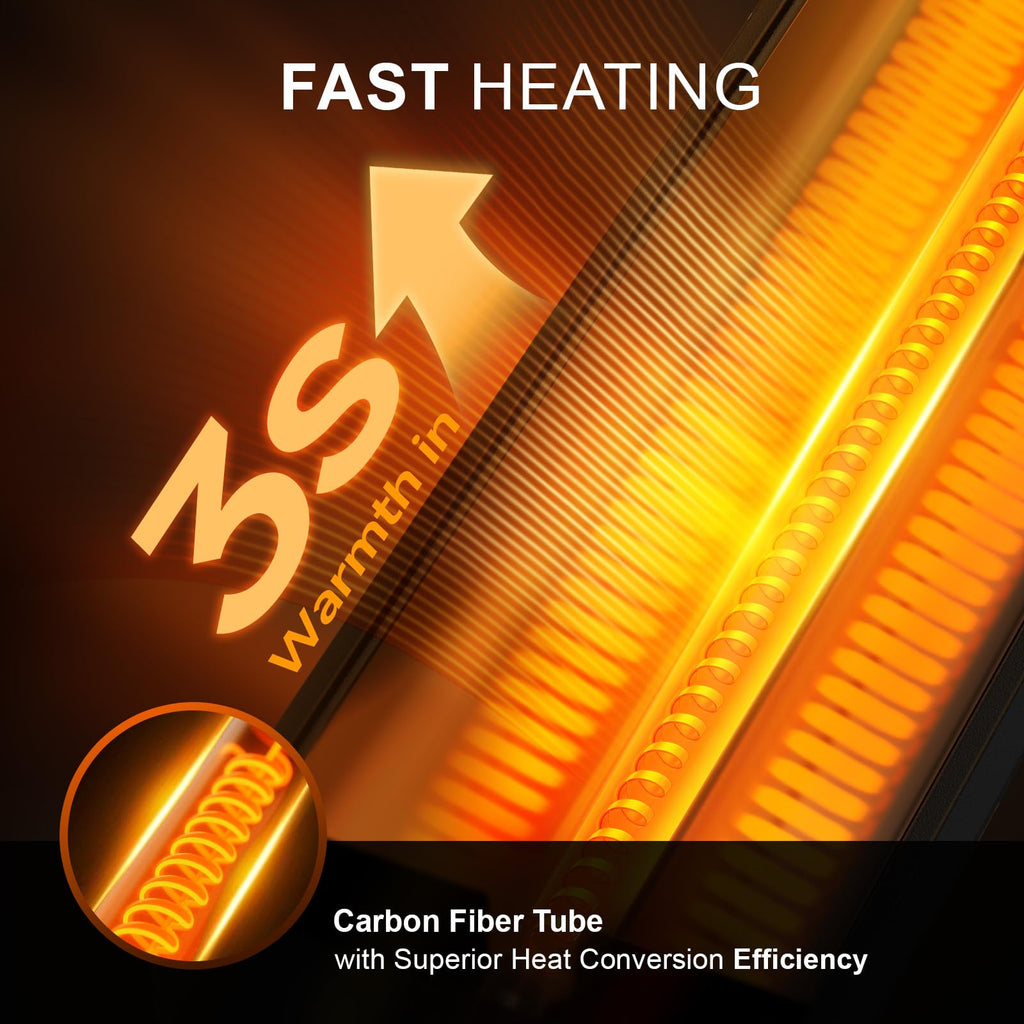 Outdoor Heaters 1500W, 3s Rapid Heating, IP65 Waterproof, 4 Heat Levels, 24H Timer & Memory Function, Touchscreen