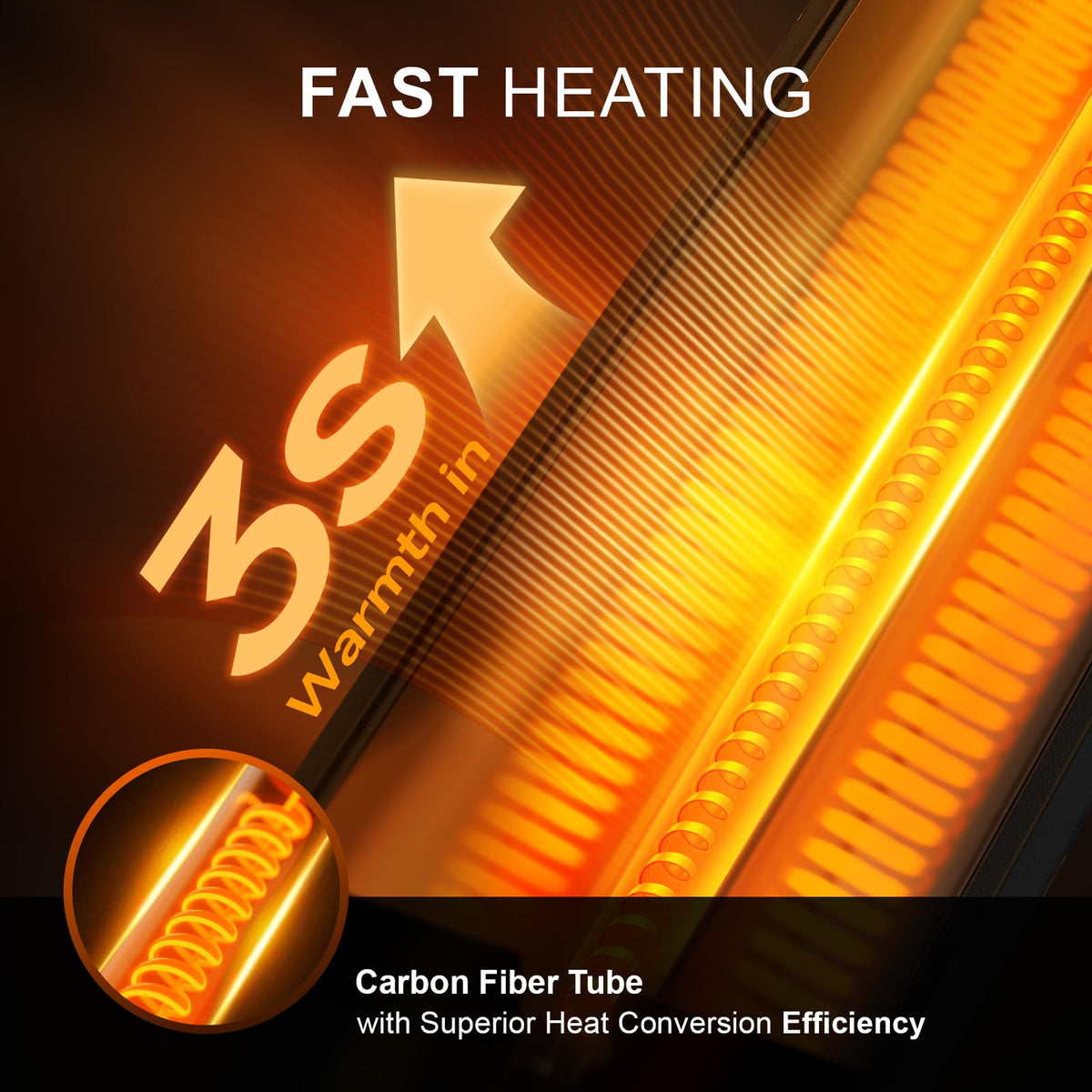 Outdoor Heaters 1500W, 3s Rapid Heating, IP65 Waterproof, 4 Heat Levels, 24H Timer & Memory Function, Touchscreen