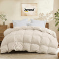 Twin Down Comforter - All Season Ultra Soft Goose Down & Feather Fiber Fill, Luxury Hotel Cream Duvet Insert with