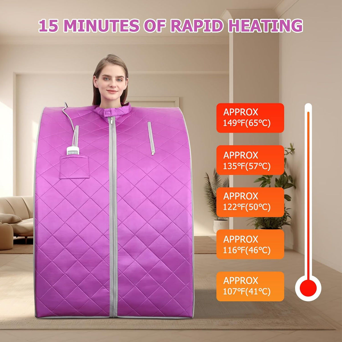 Smartmak Far Infrared Sauna, One Person at Home Portable Full Body SPA Tent with Heating Foot Pad and Portable Chair
