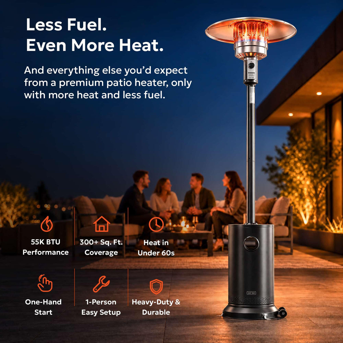 Outdoor Propane Patio Heater 50, 000 BTU with One-Hand Ignition