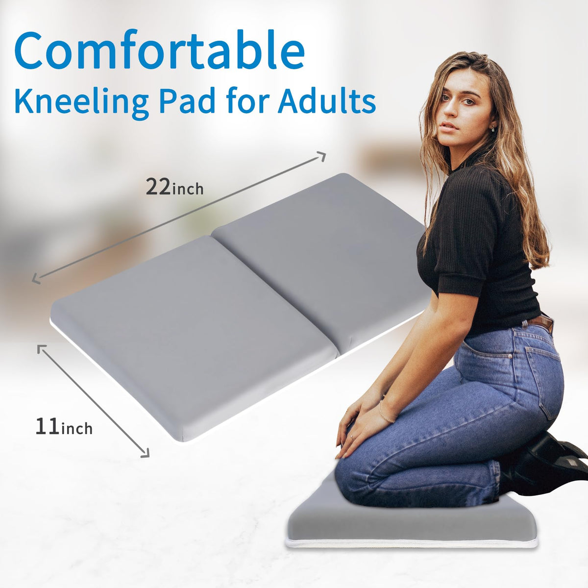 Bath Kneeler Pad, 1.5 inch Thick Kneeling Pad Mat, Foldable Painless Knee Cushion Mat, Non-Slip Bathtub Kneeler for