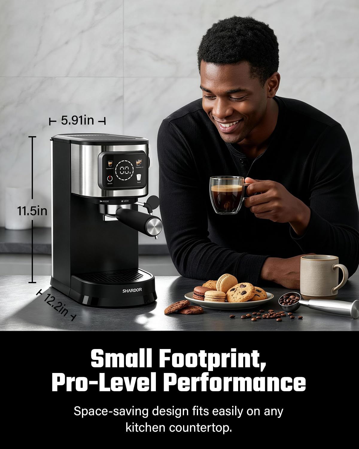 Espresso Machine with Milk Frother, for Cappuccino and Latte