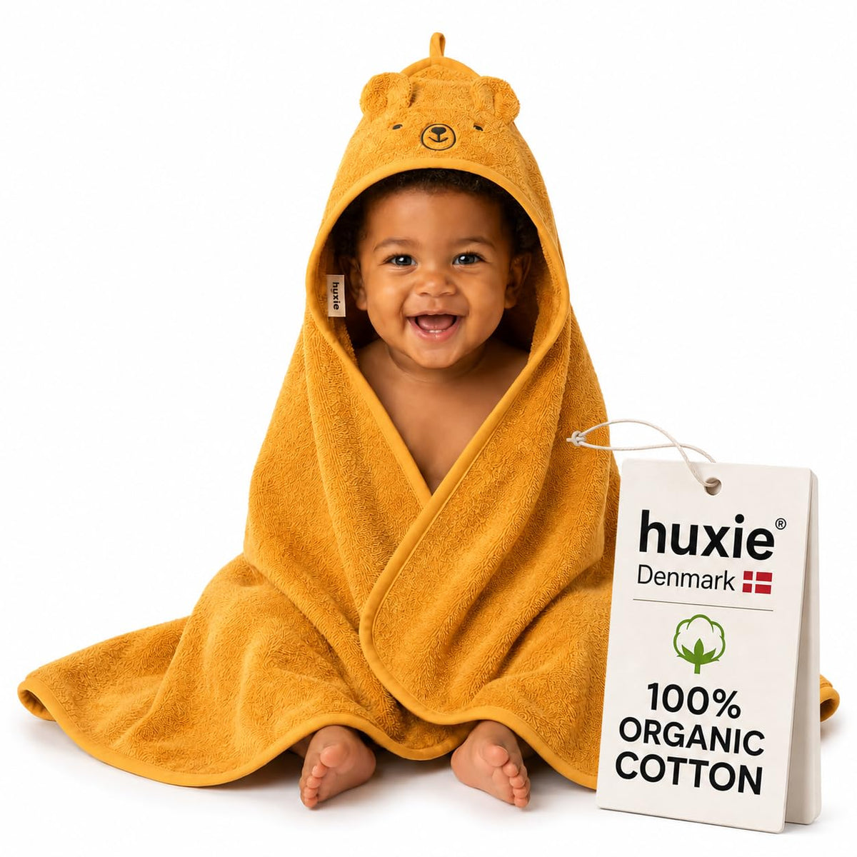 Hooded Baby Bath Towel, 100% Organic Cotton, Super-Soft 32"x32"
