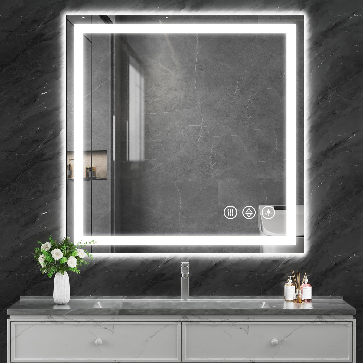 36x36 LED Bathroom Mirror, Shatterproof Mirror with Light
