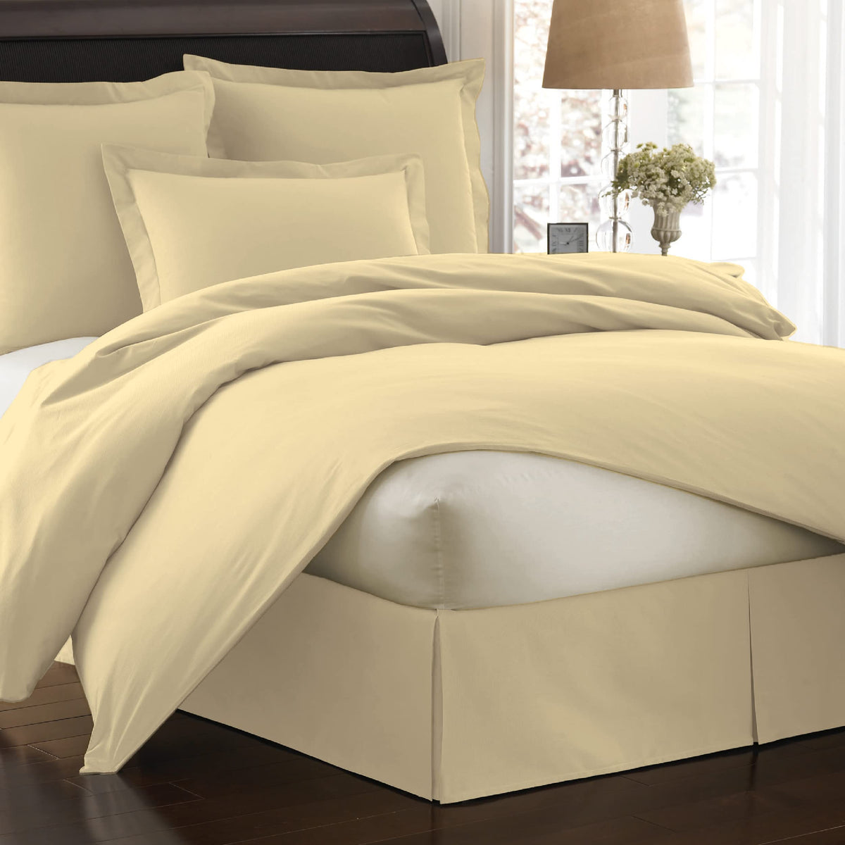 Poplin Tailored Bed Skirt Dust Ruffle, Cotton Blend Design, 14" Drop Length, Butter (FRE20114BUTT03)
