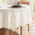 70 Inch Round Tablecloth with Linen Textured, Cream White