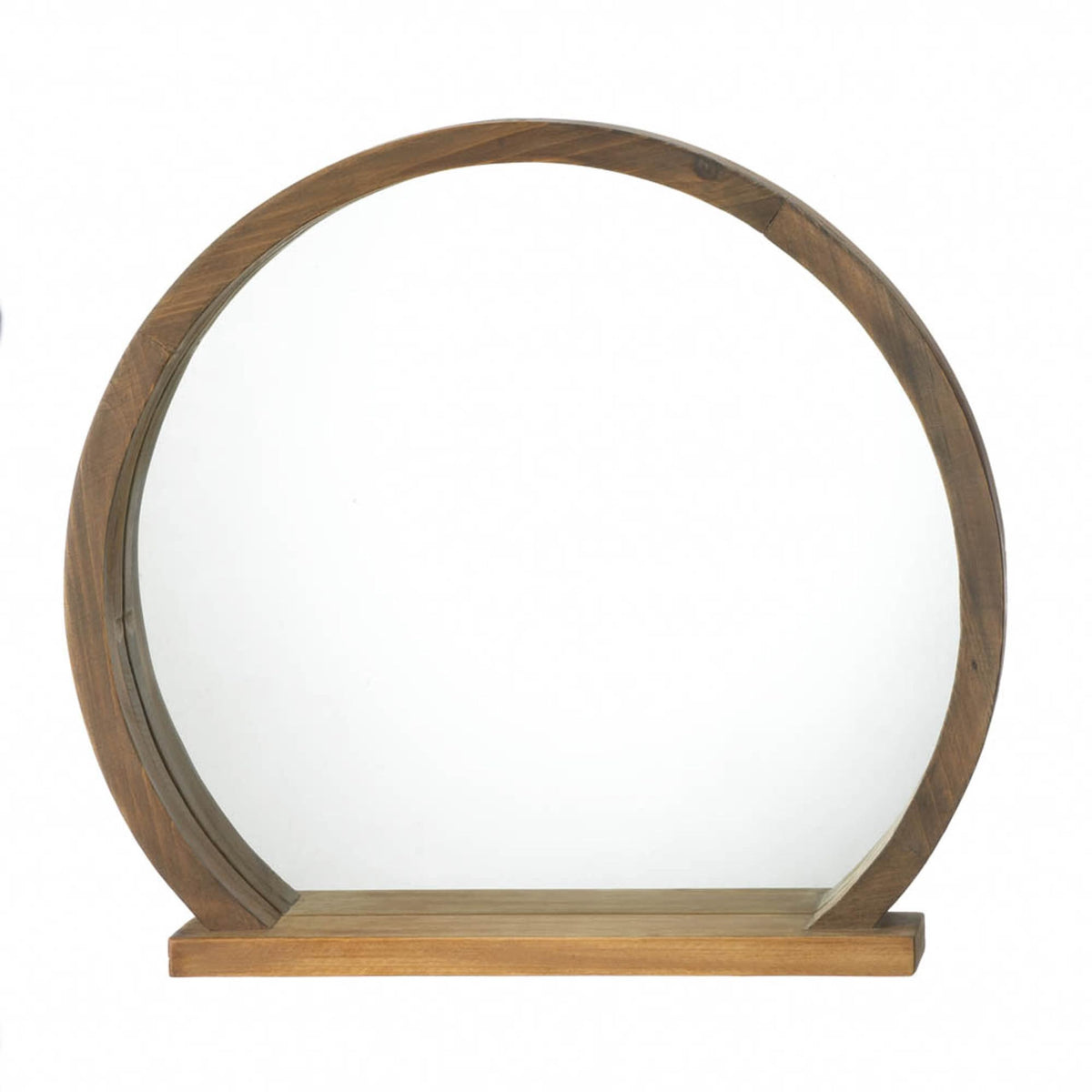 Décor Round Wall Mirror, Wood with Shelf, 17.75x2.75x16
