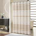 Fabric, Beige Tan Stripe Cloth Shower Curtains, Waterproof Bathroom Small Curtains, 62" W x 72" H