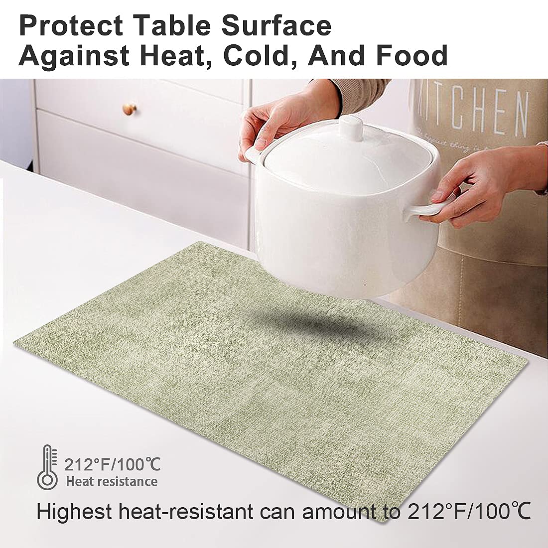 Leather Heat Resistant Placemats Set of 6 Waterproof Wipeable Washable PU Table Mats,Easy to Clean Anti-Slip (6