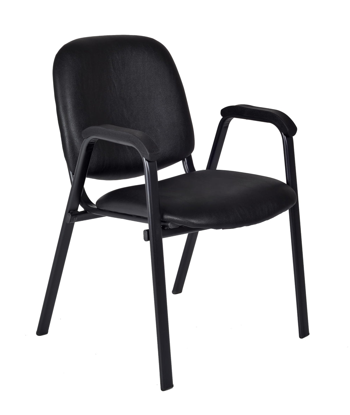 Ace Vinyl Guest Stacking Chair with Arms, Durable and Comfortable Upholstery, Sturdy Steel Frame, Stackable Design