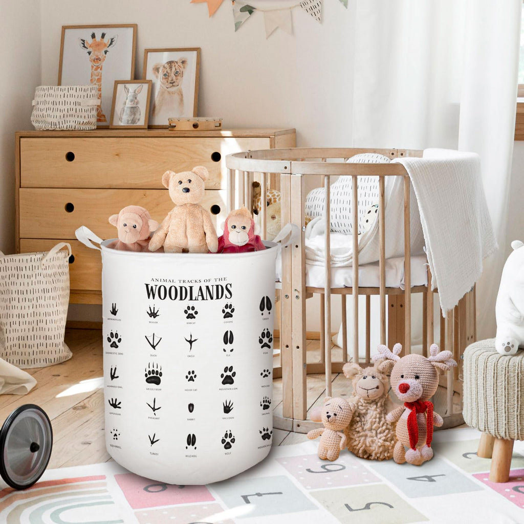Kids Laundry Basket, Animal Tracks of the Woodlands Laundry Basket Hamper Waterproof Collapsible Storage Bin