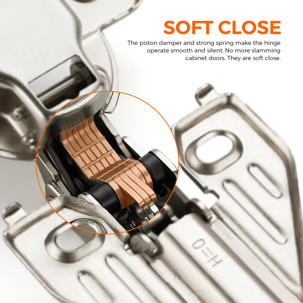 50 Packs(25 Pairs) Full Overlay, 105 Degree Concealed Kitchen Cabinet Hinges