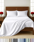 Softest 100% Cotton Sateen Sheets, 4 Pcs, White