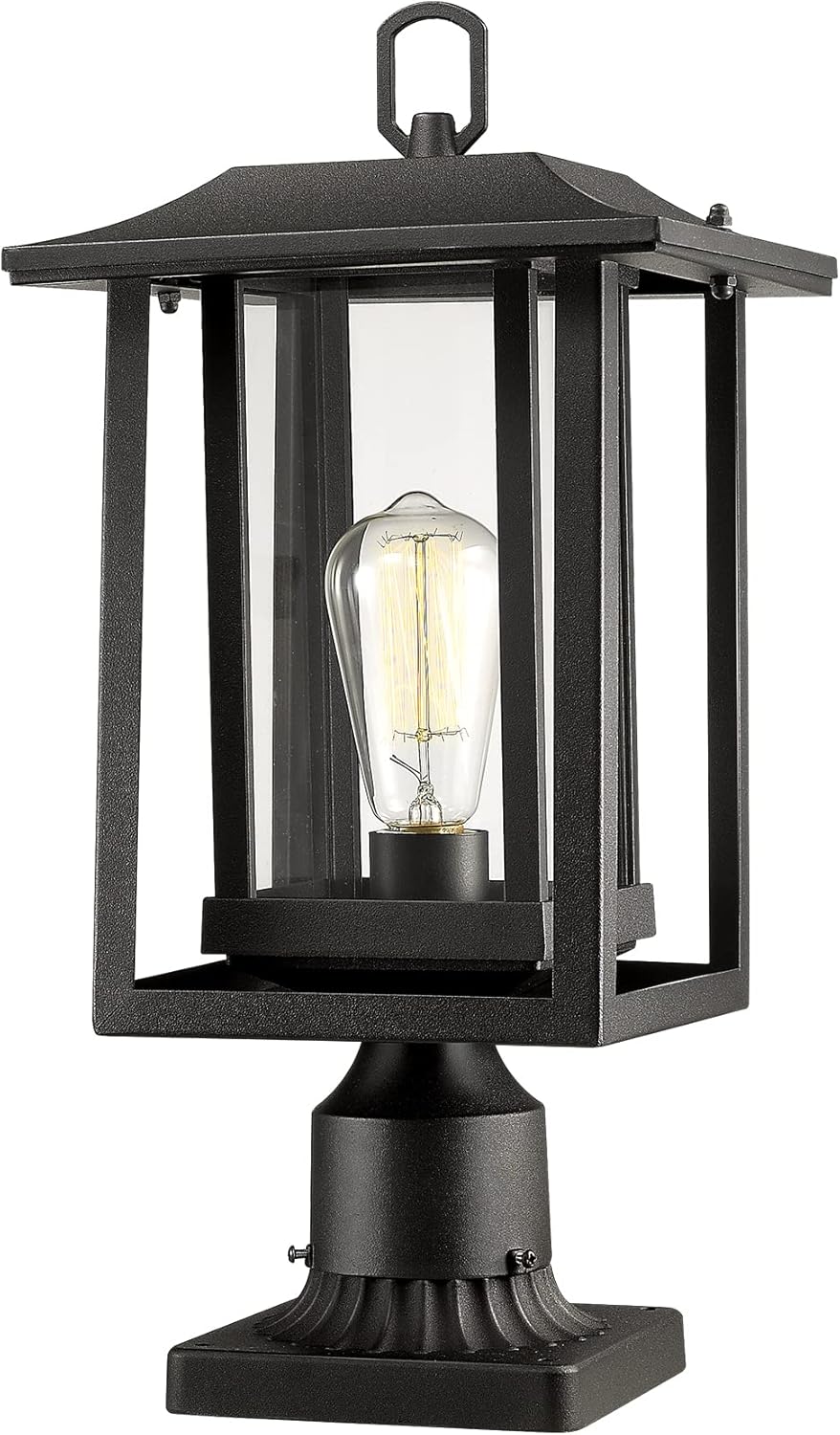Outdoor Post Light, Large Exterior Lamp Post Light Pier Mount Lantern with Base