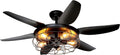 52" Black Caged Ceiling Fan with Light & Remote