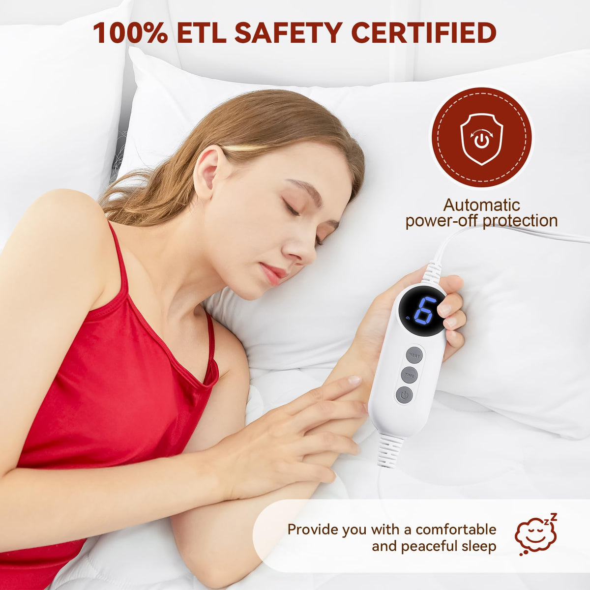 Heated Mattress Pad with Dual Control - with 9 Heating Settings Controller & 10-Hour Auto Off, Deep Pocket