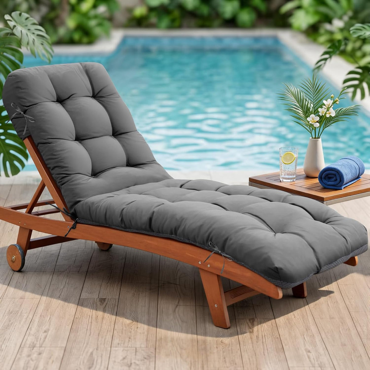 Chaise Lounge Cushions Outdoor Waterproof Lounge Chair Cushion for Outdoor Furniture Thickened Pool Lounge Cushion