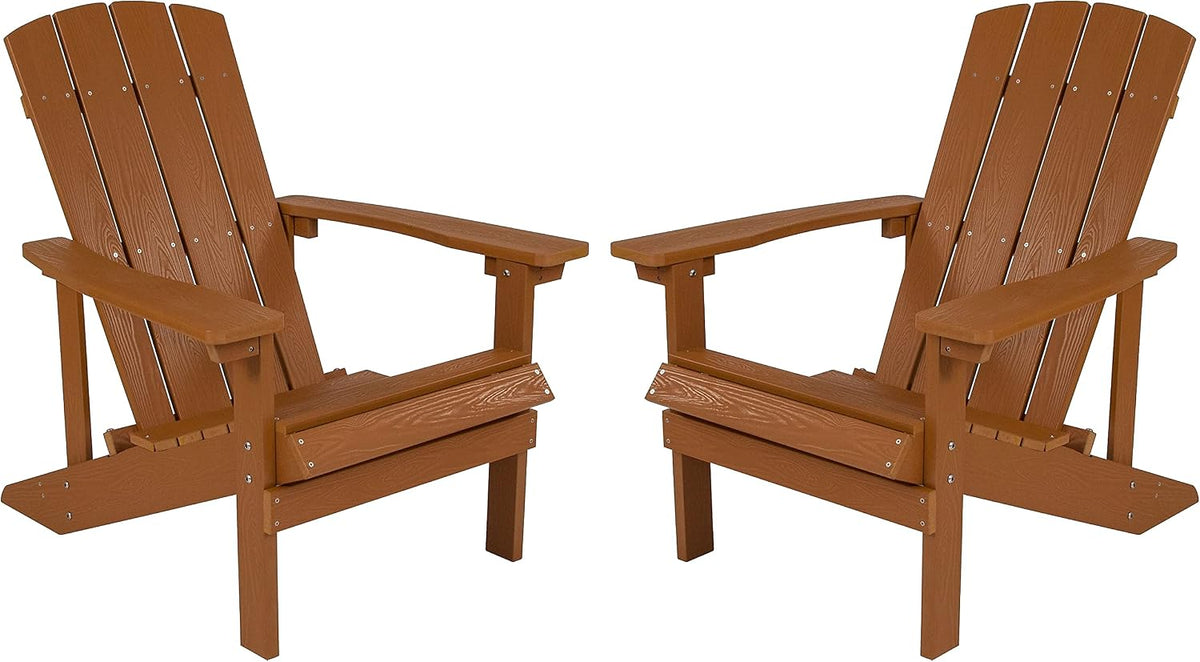 Charlestown Poly Resin Adirondack Chair - Teak - All Weather - Indoor/Outdoor - Set of 2 | All-Weather
