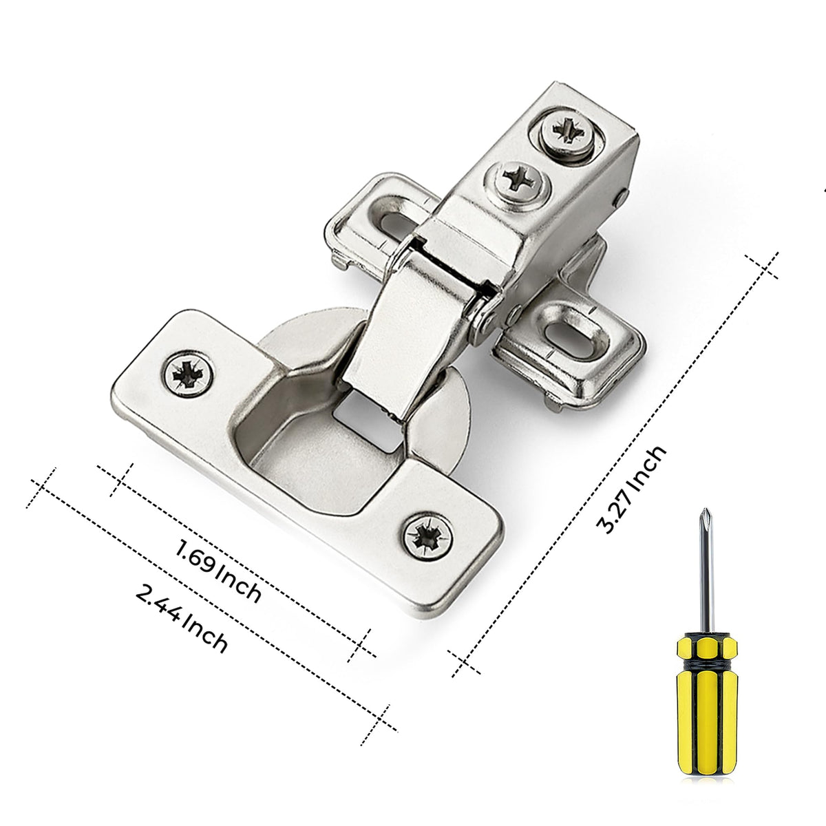 1/2 Inch Overlay Short Arm Kitchen Cabinet Hinges, 6 Pack 3 Pairs