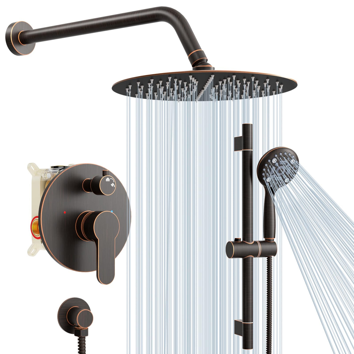10" Shower Faucet Set with Shower Slide Bar,Oil Rubbed Bronze