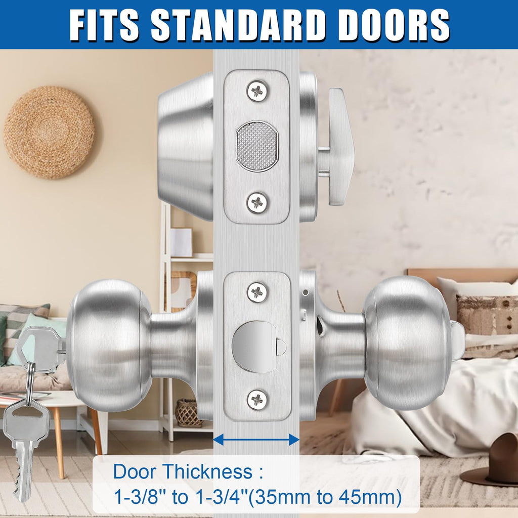 2 Sets Entry Door Knob and Single Cylinder Deadbolt Combo Set, Keyed Alike