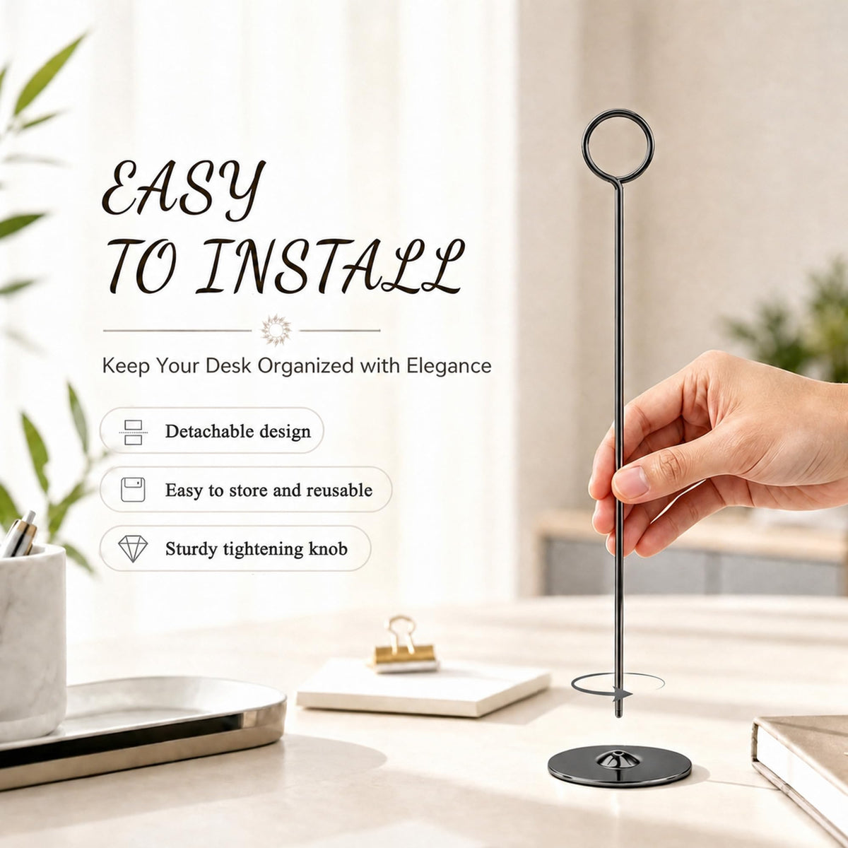 16PK Table Number Holders Place Card Holders 12 Inch Table Card Holders Steel Card Holders for Photos, Food Signs