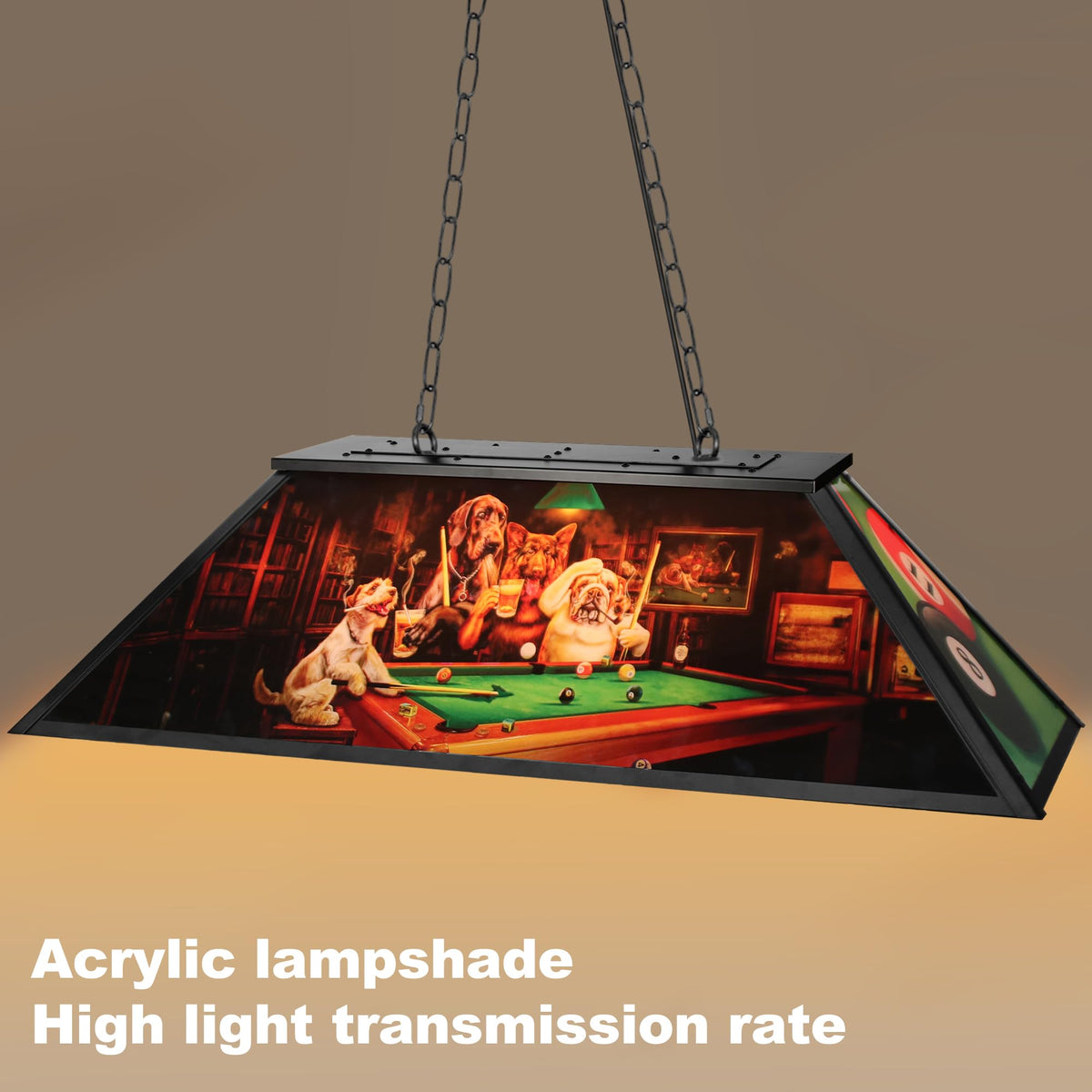 Tiffany Pool Table Lights Hanging Over Pool Table