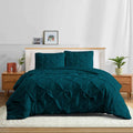 Pinch Pleated Duvet Set, 500-Thread Count 100% Egyptian Cotton Pin Tuck Pinch Pleated 3pc Duvet Cover Set, Zipper